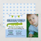 Garçons Moderne Alligator Invitation Anniversaire (Devant / Derrière)