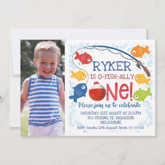 Garçons O-fish-ally une invitation d'anniversaire (Devant)