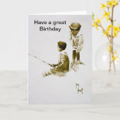 Garçons Pêche joyeuse carte d'anniversaire (Fleur jaune)