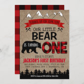 Garçons Petite Ours Invitation Anniversaire (Devant / Derrière)