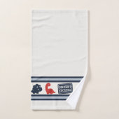 Garçons Préparatoires Dinosaure Gingham - Navy Rou (Serviette à main)