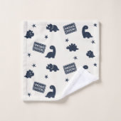 Garçons Préparatoires Dinosaure Gingham - Navy Rou (Gant de toilette)
