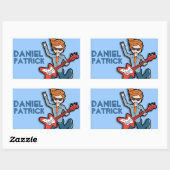 Garçons rockstar nom bleu id étiquette autocollant (Feuille)