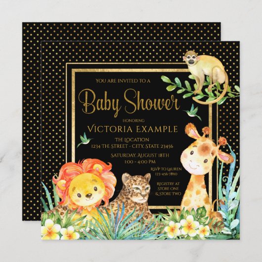 Garçons Safari Jungle Baby Shower Invitations (Devant / Derrière)