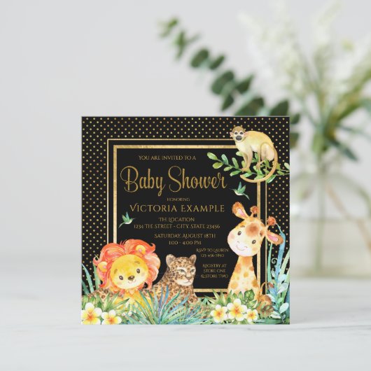 Garçons Safari Jungle Baby Shower Invitations (Debout devant)