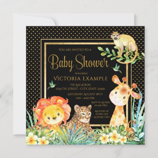 Garçons Safari Jungle Baby Shower Invitations (Devant)