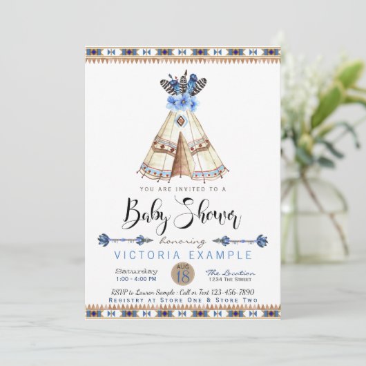 Garçons Teepee Baby Shower Invitations (Debout devant)