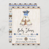 Garçons Teepee Tribal Baby Shower Invitations (Devant / Derrière)