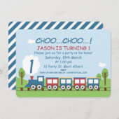 Garçons Train 1er ou 2e anniversaire Invitation (Devant / Derrière)