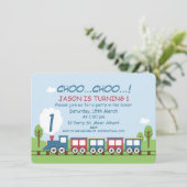 Garçons Train 1er ou 2e anniversaire Invitation (Debout devant)