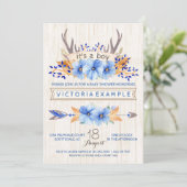 Garçons Tribal Antler Baby Shower Invitations (Debout devant)