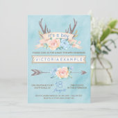 Garçons Tribal Antler Baby Shower Invitations (Debout devant)