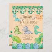 Garçons Trois Rex Troisième Invitation de fête d'a (Devant / Derrière)