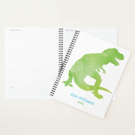 Garçons Vert Dinosaure Aquarelle T-Rex Enfants (Devant avec enveloppe)