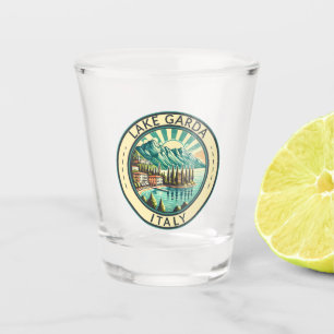 Gardameer Italië Illustratie Reizen Art Badge Shot Glas