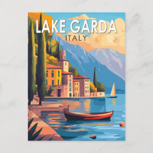 Gardameer Italië Travel Art Vintage Briefkaart