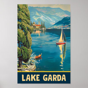 Gardameer Italië Vintage Beroemde Reisplaats Poster