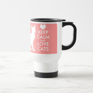 Garde calme et aime les chats mug de voyage Coul