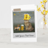 Garde Calme Et Bois Bière Chat Carte Drôle (Fleur jaune)
