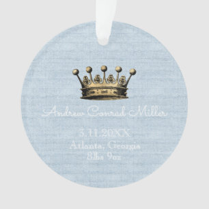 Garde-Faire-part de naissance Gold Crown Blue Baby