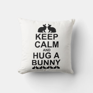 Garde ton calme et câline un lapin Coussin (Blanc)
