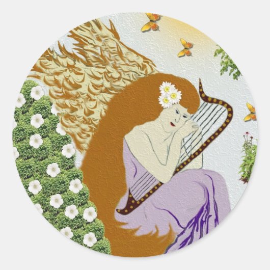 Garden Angel Ronde Sticker (Voorkant)
