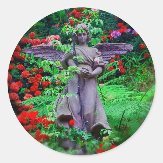 Garden Angel Ronde Sticker (Voorkant)