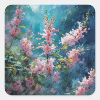 Garden Beauty - Floral Series Art Collectie Vierkante Sticker