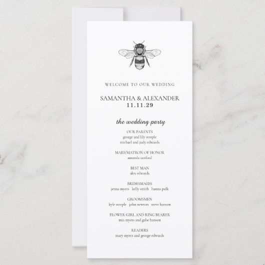 Garden Bee Ceremony Programme (Devant)