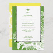 Garden Bee Toile bruiloft uitnodiging (Voorkant / Achterkant)