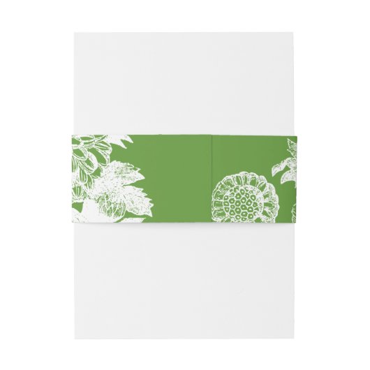Garden Bee Toile Groene uitnodiging Belly Band Uitnodigingen Wikkel (Achterkant Voorbeeld)