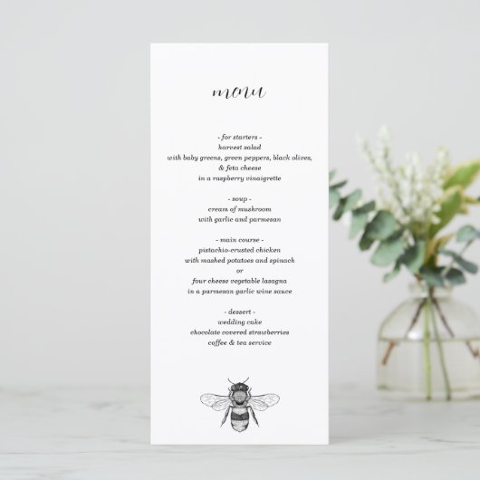 Garden Bee Wedding Menu (Staand voorkant)