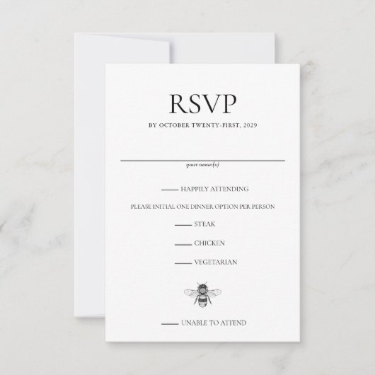 Garden Bee Wedding RSVP Kaartje (Voorkant)