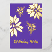 Garden Bees Anniversaire Foil Invitations (Recto)