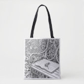 Garden Bench & Book Aesthetic Ink Art Tote Bag (Devant)