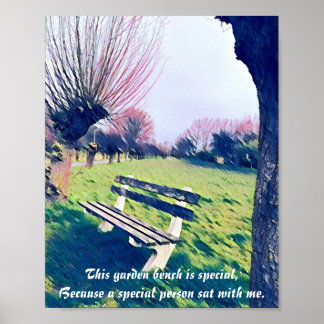Garden Bench Quote Blue Autumn Sky Abstract art Poster