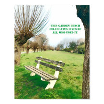 Garden Bench Quote Blue Sky Green Grass Art