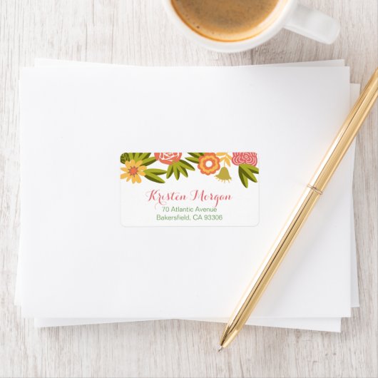 Garden Blooming Flowers Modern Stijlvol Etiket (Insitu)