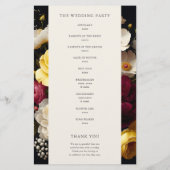 Garden Blooms Élégant programme de mariage foncé (Dos)