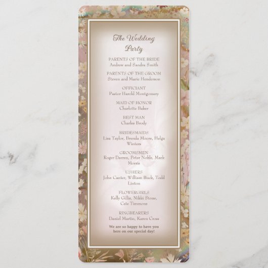 Garden Blooms Mariage Flat Programme (Dos)