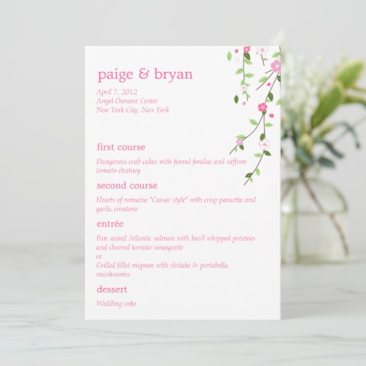 Garden Blooms Weddenschapskaart Menu (Staand voorkant)