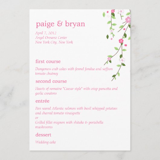 Garden Blooms Weddenschapskaart Menu (Voorkant)