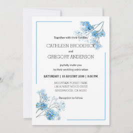Garden Blue Watercolor Forget-Me-Not Wedding Kaart