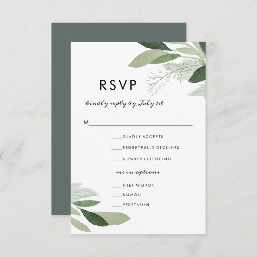 Garden Blush RSVP avec options de menu (Devant / Derrière)