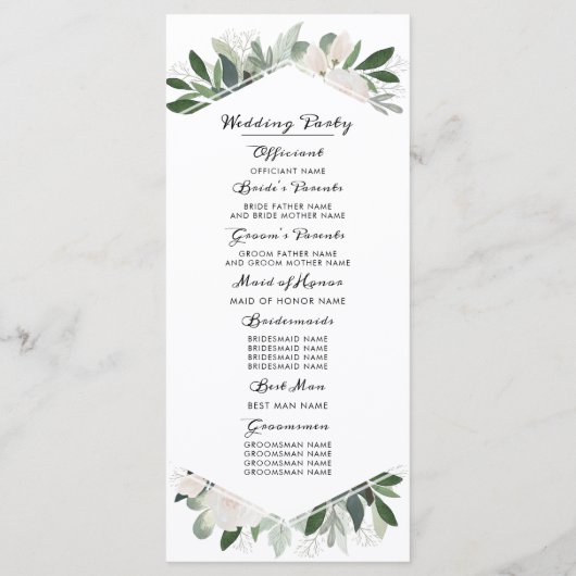 Garden Blush Wedding Programme Programma (Achterkant)