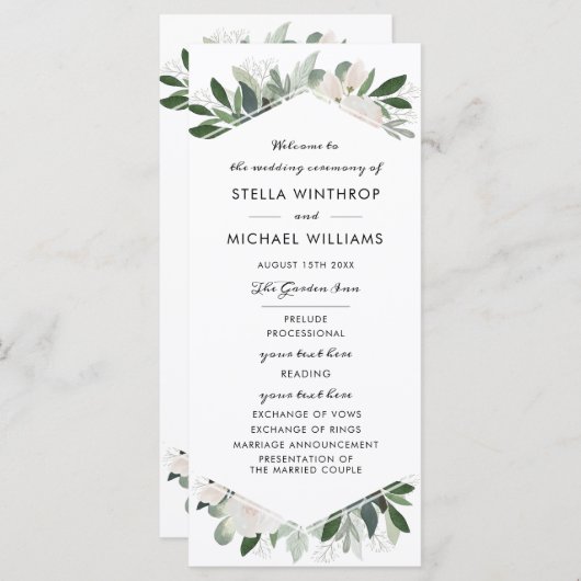 Garden Blush Wedding Programme Programma (Voorkant / Achterkant)