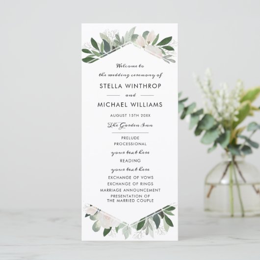 Garden Blush Wedding Programme Programma (Staand voorkant)