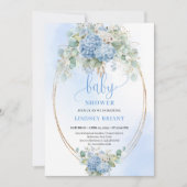 Garden Boho Blue Floral Baby Shower Invitation (Devant)