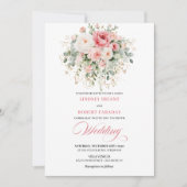 Garden Boho Blush Roses Wedding Invitation (Devant)