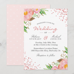 Garden Botanische Floral Polka Dots Chic Wedding Kaart